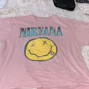 Oversize BAND TNNirvana pink T-shirts :-) emoji youth XXL